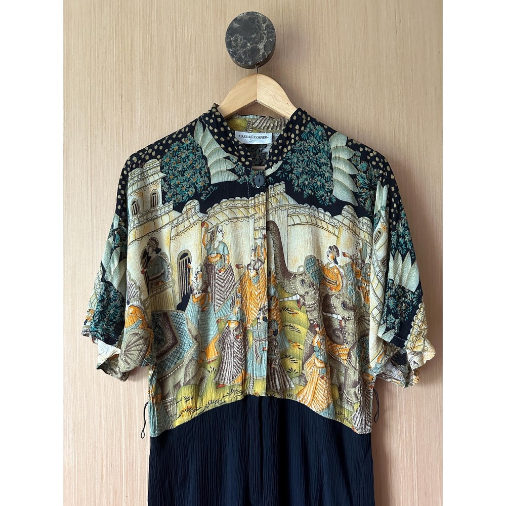 Vtg Casual Corner Scene Printed Romper - Picture 7 of 9